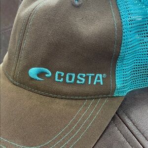 Costa Brown Cap with Blue Mesh